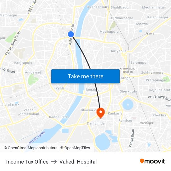 Income Tax Office to Vahedi Hospital map