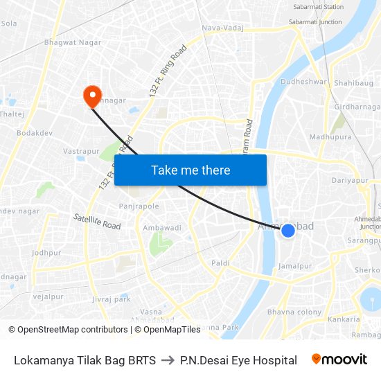 Lokamanya Tilak Bag BRTS to P.N.Desai Eye Hospital map