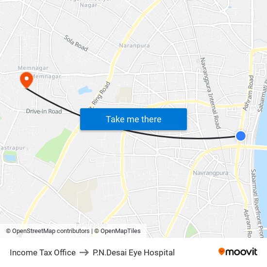 Income Tax Office to P.N.Desai Eye Hospital map
