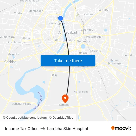 Income Tax Office to Lambha Skin Hospital map
