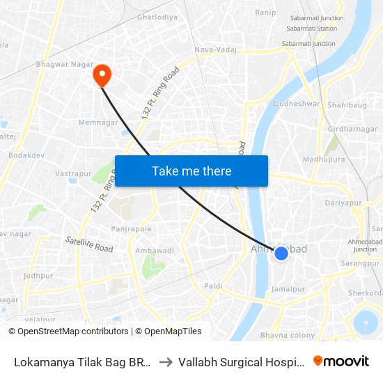 Lokamanya Tilak Bag BRTS to Vallabh Surgical Hospital map