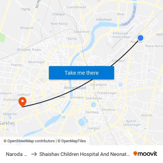 Naroda Gam to Shaishav Children Hospital And Neonatal Care Unit map