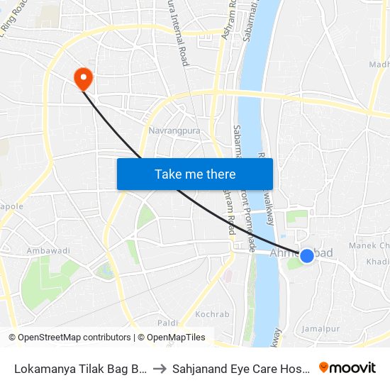 Lokamanya Tilak Bag BRTS to Sahjanand Eye Care Hospital map