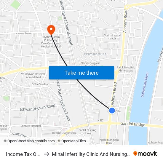 Income Tax Office to Minal Infertility Clinic And Nursing Home map