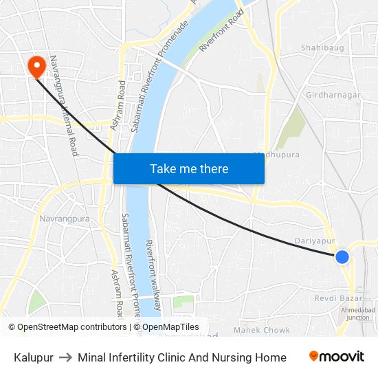 Kalupur to Minal Infertility Clinic And Nursing Home map