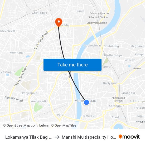 Lokamanya Tilak Bag BRTS to Manshi Multispeciality Hospital map