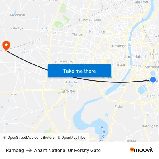 Rambag to Anant National University Gate map