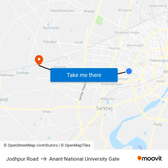 Jodhpur Road to Anant National University Gate map