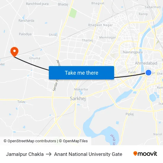 Jamalpur Chakla to Anant National University Gate map