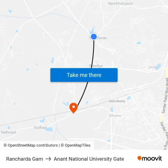 Rancharda Gam to Anant National University Gate map