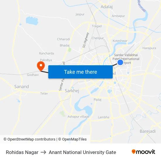 Rohidas Nagar to Anant National University Gate map