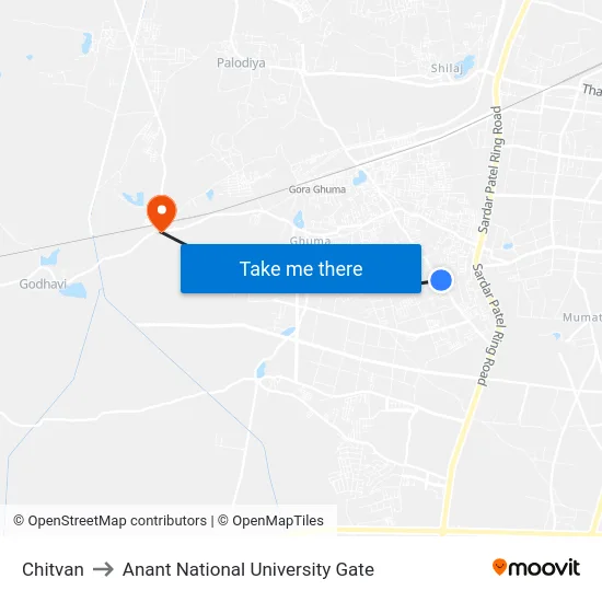 Chitvan to Anant National University Gate map