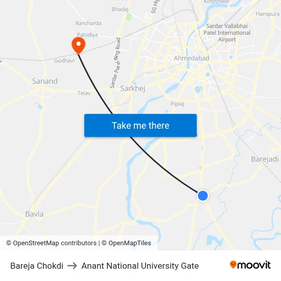 Bareja Chokdi to Anant National University Gate map