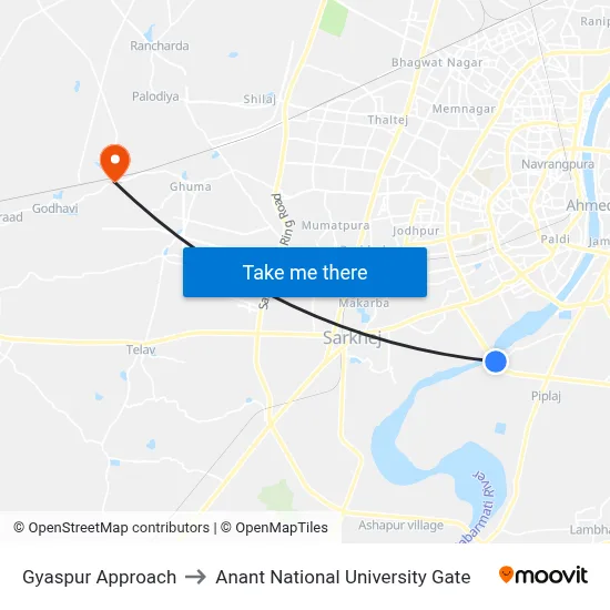 Gyaspur Approach to Anant National University Gate map