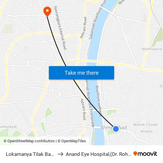 Lokamanya Tilak Bag BRTS to Anand Eye Hospital,(Dr. Rohit Desai) map