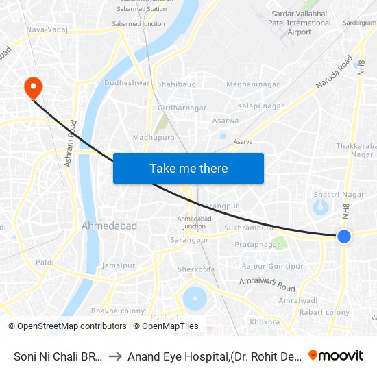 Soni Ni Chali BRTS to Anand Eye Hospital,(Dr. Rohit Desai) map