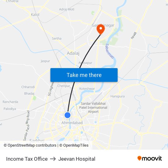 Income Tax Office to Jeevan Hospital map