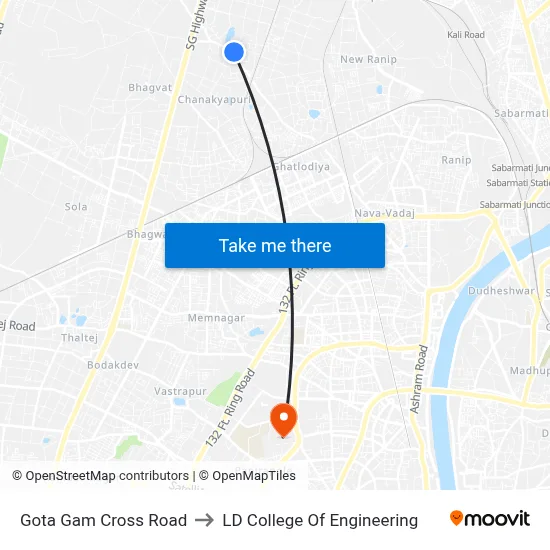 Gota Gam Cross Road to LD College Of Engineering map