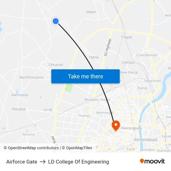 Airforce Gate to LD College Of Engineering map