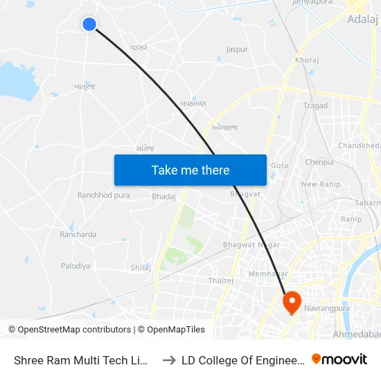 Shree Ram Multi Tech Limited to LD College Of Engineering map