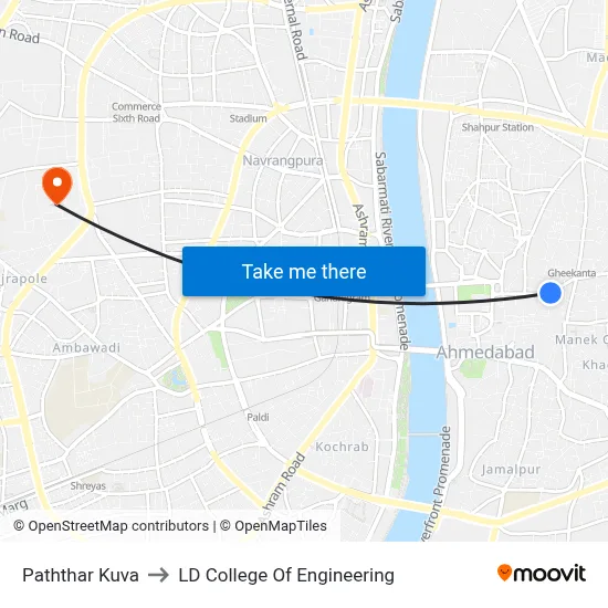 Paththar Kuva to LD College Of Engineering map