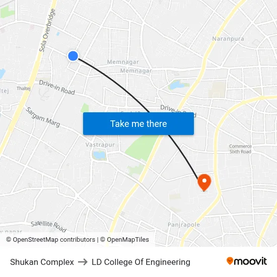Shukan Complex to LD College Of Engineering map