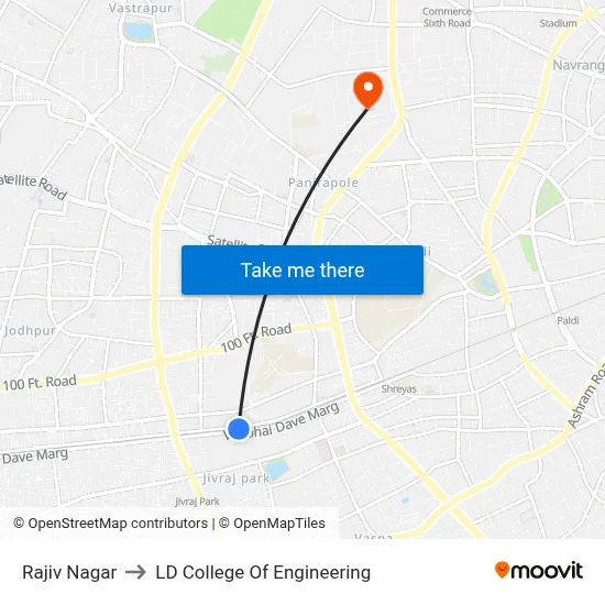 Rajiv Nagar to LD College Of Engineering map
