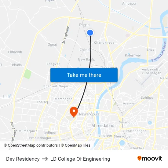 Dev Residency to LD College Of Engineering map