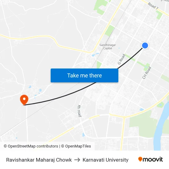 Ravishankar Maharaj Chowk to Karnavati University map