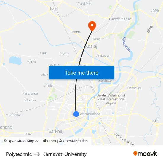 Polytechnic to Karnavati University map