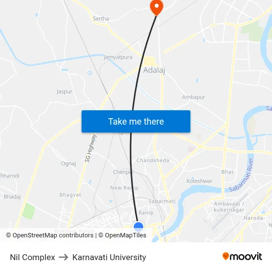 Nil Complex to Karnavati University map