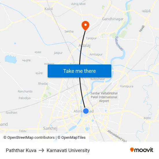 Paththar Kuva to Karnavati University map