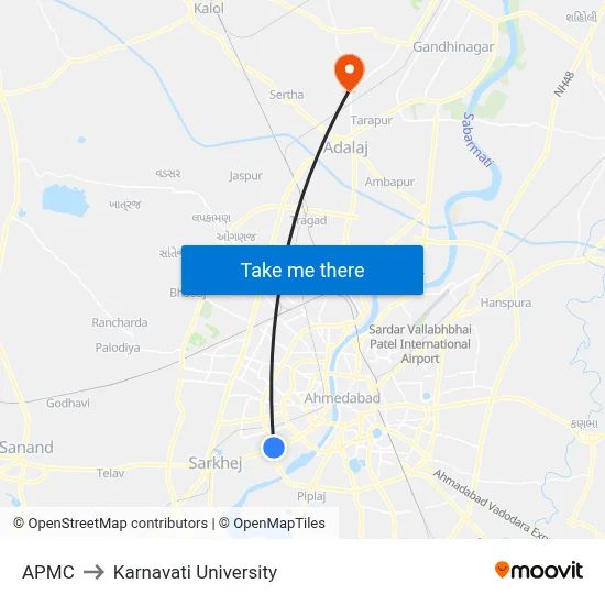 APMC to Karnavati University map