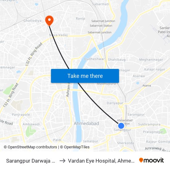 Sarangpur Darwaja BRTS to Vardan Eye Hospital, Ahmedabad map
