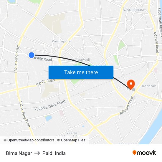 Bima Nagar to Paldi India map