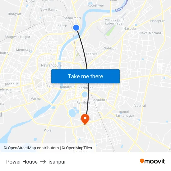 Power House to isanpur map