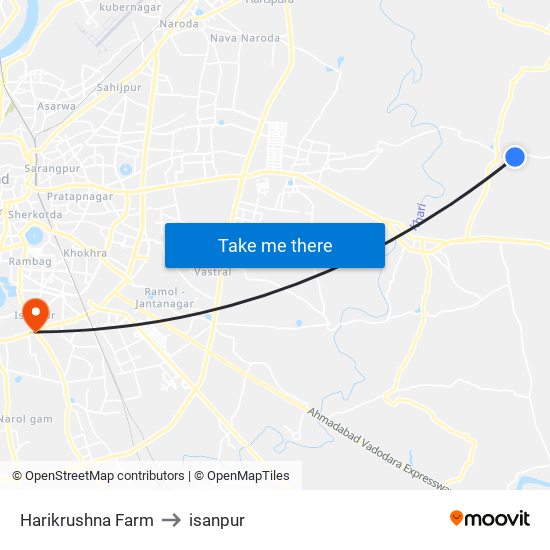 Harikrushna Farm to isanpur map