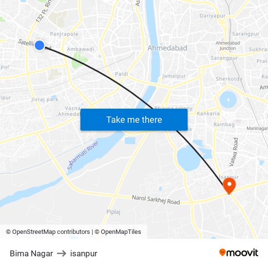Bima Nagar to isanpur map