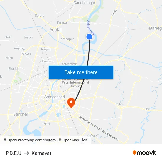 P.D.E.U to Karnavati map