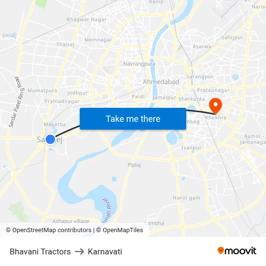 Bhavani Tractors to Karnavati map