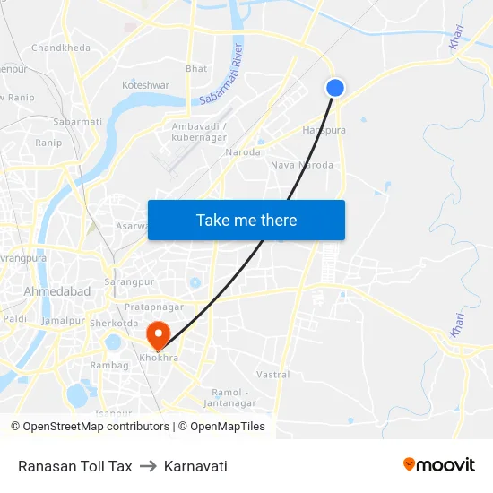 Ranasan Toll Tax to Karnavati map