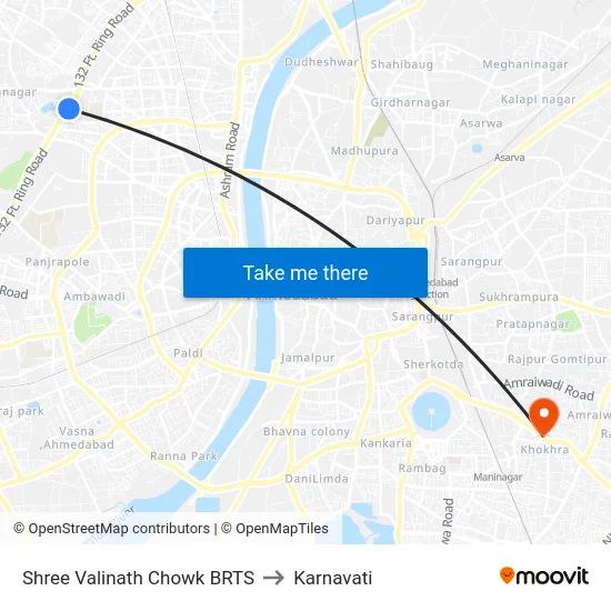 Shree Valinath Chowk BRTS to Karnavati map