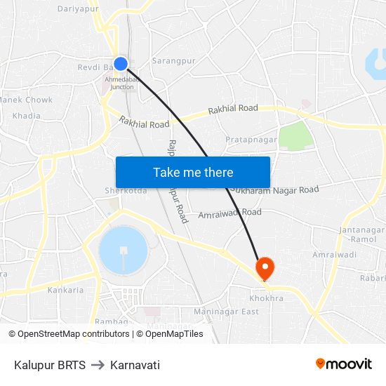Kalupur BRTS to Karnavati map