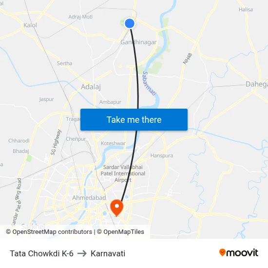 Tata Chowkdi K-6 to Karnavati map
