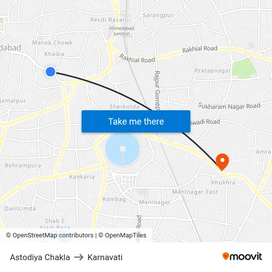 Astodiya Chakla to Karnavati map