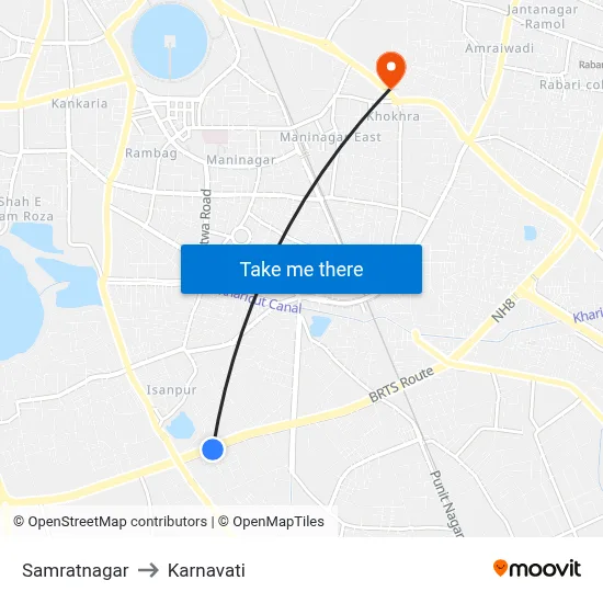 Samratnagar to Karnavati map