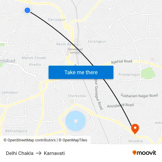Delhi Chakla to Karnavati map