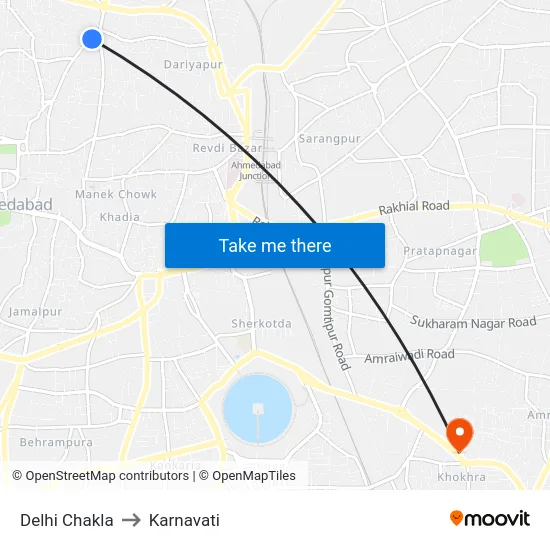 Delhi Chakla to Karnavati map