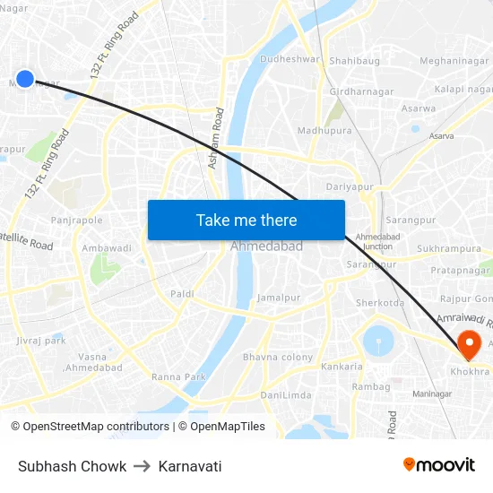 Subhash Chowk to Karnavati map
