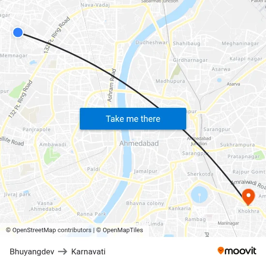 Bhuyangdev to Karnavati map